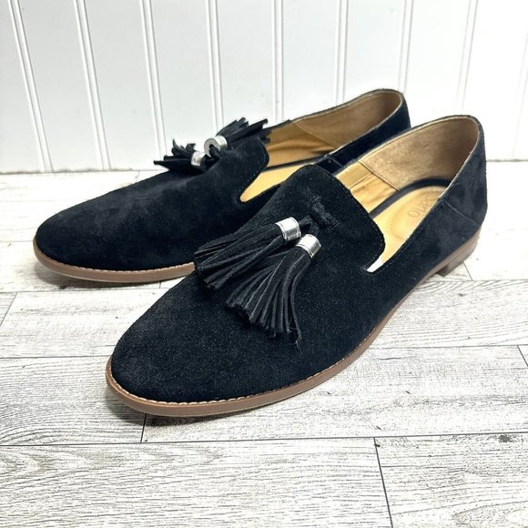 Franco Sarto Hadden Black Suede Leather Tassel Loafers Women's 9 - Picture 1 of 7